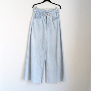 Raey Blue Denim High Rise Wide Leg Button Jeans, size 28
